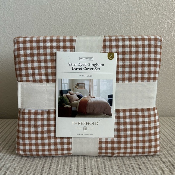 Threshold Brown and White Gingham Duvet Cover Set